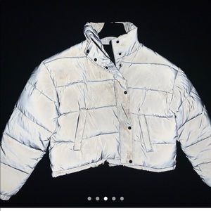 Reflective Cropped Bubble Coat
